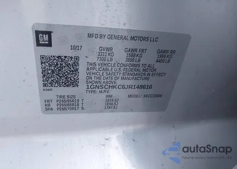 2018 Chevrolet Suburban Lt из США, поврежденный, VIN 1GNSCHKC6JR148616